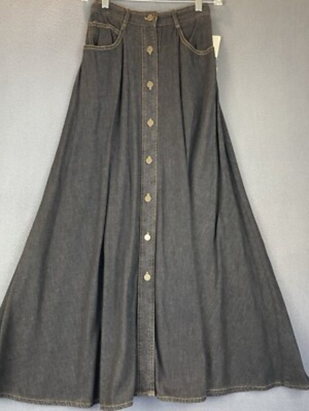 VTG Karen Kane Long Flare Denim Skirt Sz 6